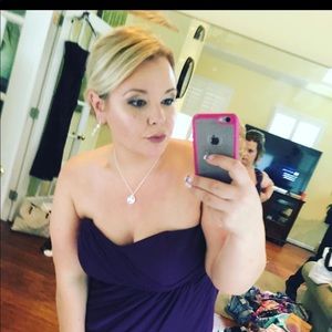 Bridesmaids dress in plum.davids bridal